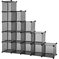 SONGMICS Armario Modular- Armario Cubos- Zapatero Modular- Cubos Apilables- Estante de Plástico PP- Divisor Armario…